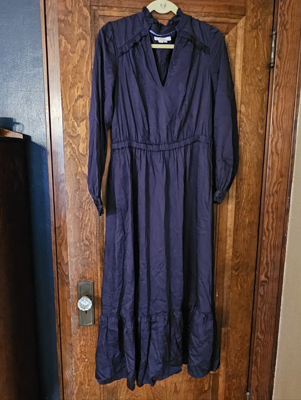 Boden Navy Blue Ruffle Detail Maxi Dress Size 10